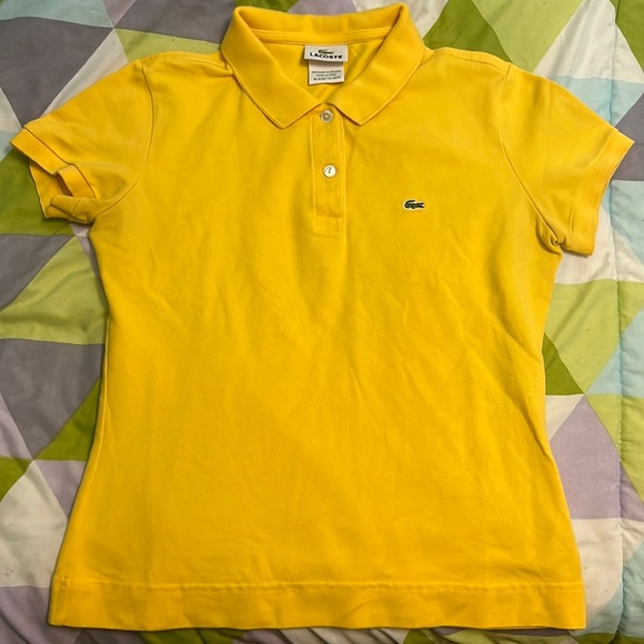 Lacoste Yellow Button-Down Polo Shirt (Size 40) - Picture 2 of 6